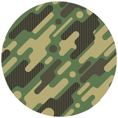 Camouflage Pattern Background Wooden Puzzle Round by Grandong