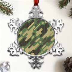 Camouflage Pattern Background Metal Small Snowflake Ornament by Grandong