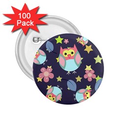 Owl Stars Pattern Background 2 25  Buttons (100 Pack)  by Grandong