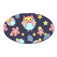 Owl Stars Pattern Background Oval Magnet