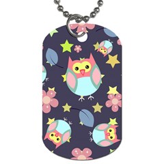 Owl Stars Pattern Background Dog Tag (two Sides) by Grandong