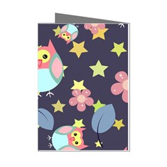 Owl Stars Pattern Background Mini Greeting Cards (pkg Of 8) by Grandong