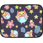 Owl Stars Pattern Background Two Sides Fleece Blanket (Mini) 35 x27  Blanket Front