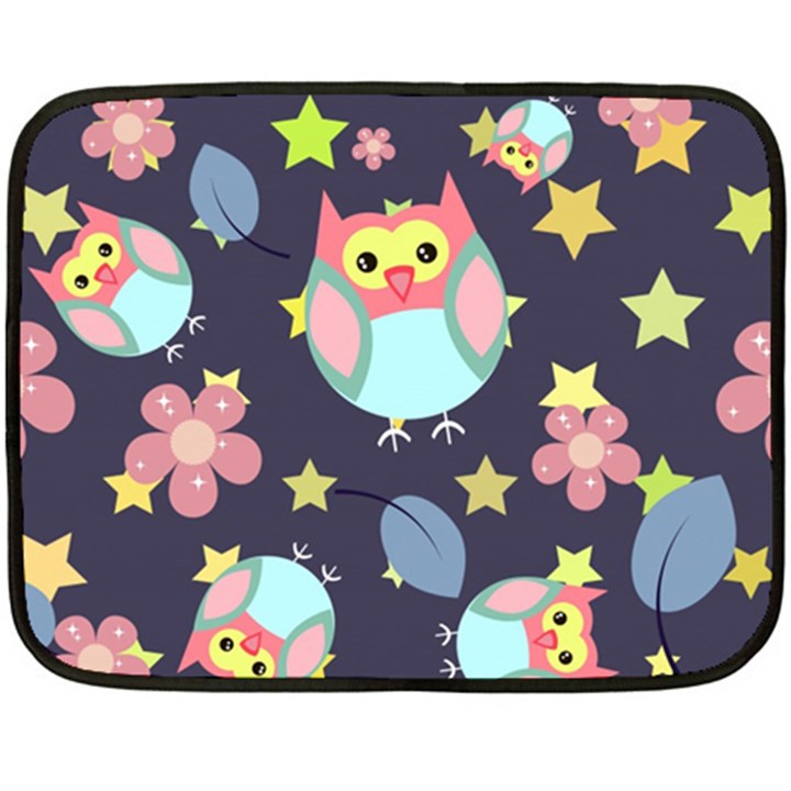 Owl Stars Pattern Background Two Sides Fleece Blanket (Mini)