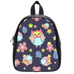 Owl Stars Pattern Background School Bag (small) by Grandong