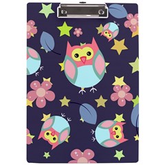 Owl Stars Pattern Background A4 Acrylic Clipboard by Grandong