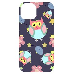 Owl Stars Pattern Background Iphone 14 Black Uv Print Case by Grandong