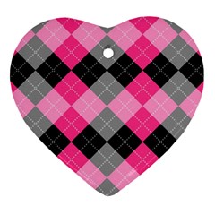 Seamless Argyle Pattern Heart Ornament (two Sides) by Grandong