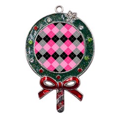 Seamless Argyle Pattern Metal X mas Lollipop With Crystal Ornament by Grandong