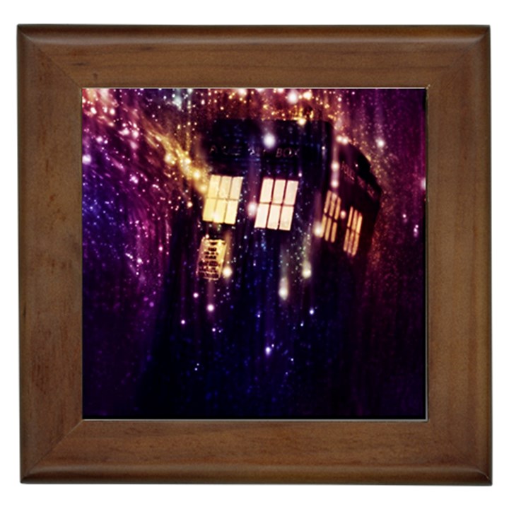 Tardis Regeneration Art Doctor Who Paint Purple Sci Fi Space Star Time Machine Framed Tile