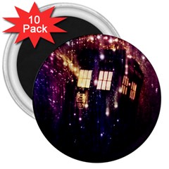 Tardis Regeneration Art Doctor Who Paint Purple Sci Fi Space Star Time Machine 3  Magnets (10 Pack)  by Cemarart