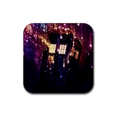 Tardis Regeneration Art Doctor Who Paint Purple Sci Fi Space Star Time Machine Rubber Coaster (square) by Cemarart