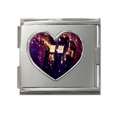 Tardis Regeneration Art Doctor Who Paint Purple Sci Fi Space Star Time Machine Mega Link Heart Italian Charm (18mm) by Cemarart