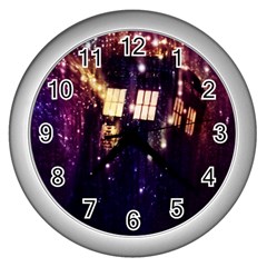 Tardis Regeneration Art Doctor Who Paint Purple Sci Fi Space Star Time Machine Wall Clock (silver) by Cemarart