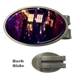 Tardis Regeneration Art Doctor Who Paint Purple Sci Fi Space Star Time Machine Money Clips (oval)  by Cemarart