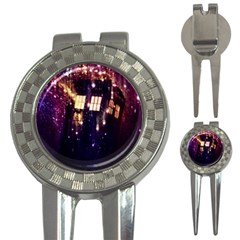 Tardis Regeneration Art Doctor Who Paint Purple Sci Fi Space Star Time Machine 3-in-1 Golf Divots by Cemarart