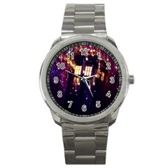 Tardis Regeneration Art Doctor Who Paint Purple Sci Fi Space Star Time Machine Sport Metal Watch by Cemarart