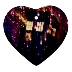 Tardis Regeneration Art Doctor Who Paint Purple Sci Fi Space Star Time Machine Heart Ornament (two Sides) by Cemarart