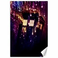 Tardis Regeneration Art Doctor Who Paint Purple Sci Fi Space Star Time Machine Canvas 24  X 36  by Cemarart