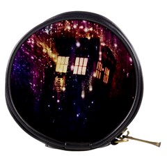 Tardis Regeneration Art Doctor Who Paint Purple Sci Fi Space Star Time Machine Mini Makeup Bag by Cemarart