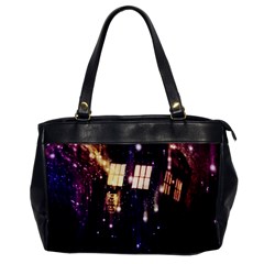 Tardis Regeneration Art Doctor Who Paint Purple Sci Fi Space Star Time Machine Oversize Office Handbag by Cemarart