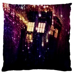 Tardis Regeneration Art Doctor Who Paint Purple Sci Fi Space Star Time Machine Large Cushion Case (two Sides) by Cemarart