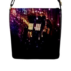 Tardis Regeneration Art Doctor Who Paint Purple Sci Fi Space Star Time Machine Flap Closure Messenger Bag (l)