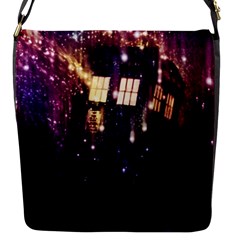 Tardis Regeneration Art Doctor Who Paint Purple Sci Fi Space Star Time Machine Flap Closure Messenger Bag (s) by Cemarart