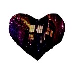 Tardis Regeneration Art Doctor Who Paint Purple Sci Fi Space Star Time Machine Standard 16  Premium Flano Heart Shape Cushions Front