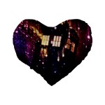 Tardis Regeneration Art Doctor Who Paint Purple Sci Fi Space Star Time Machine Standard 16  Premium Flano Heart Shape Cushions Back