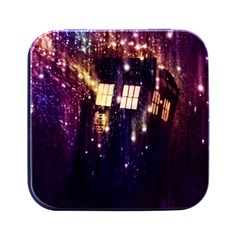 Tardis Regeneration Art Doctor Who Paint Purple Sci Fi Space Star Time Machine Square Metal Box (black)