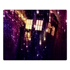 Tardis Regeneration Art Doctor Who Paint Purple Sci Fi Space Star Time Machine Premium Plush Fleece Blanket (large) by Cemarart