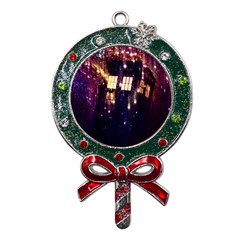 Tardis Regeneration Art Doctor Who Paint Purple Sci Fi Space Star Time Machine Metal X mas Lollipop With Crystal Ornament