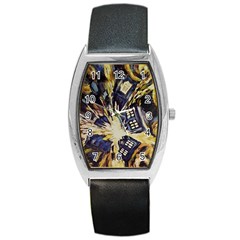 Tardis Doctor Who Pattern Barrel Style Metal Watch by Cemarart