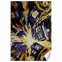 Tardis Doctor Who Pattern Canvas 12  X 18  by Cemarart