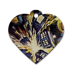 Tardis Doctor Who Pattern Dog Tag Heart (two Sides) by Cemarart