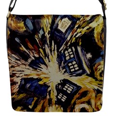 Tardis Doctor Who Pattern Flap Closure Messenger Bag (s) by Cemarart