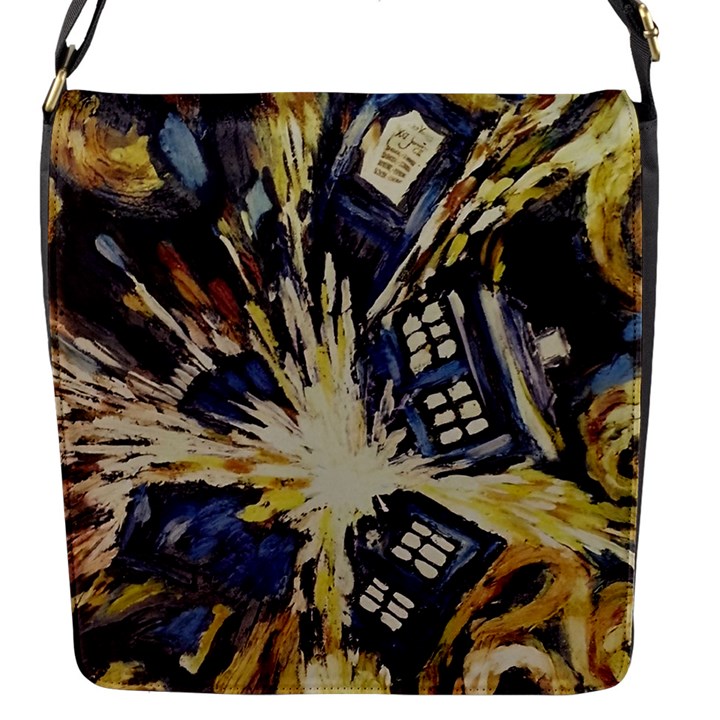 Tardis Doctor Who Pattern Flap Closure Messenger Bag (S)