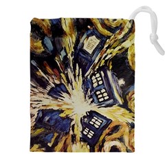 Tardis Doctor Who Pattern Drawstring Pouch (4xl) by Cemarart