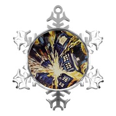 Tardis Doctor Who Pattern Metal Small Snowflake Ornament by Cemarart