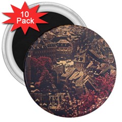 Vintage Cityscape City Retro Old 3  Magnets (10 Pack)  by Cemarart