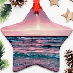 Sunset Ocean Beach Catcher Dream Evening Night Sunset Ornament (star) by Cemarart