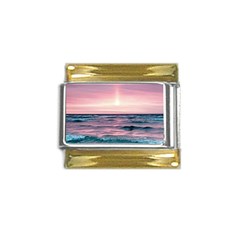 Sunset Ocean Beach Catcher Dream Evening Night Sunset Gold Trim Italian Charm (9mm) by Cemarart