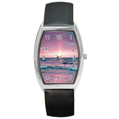 Sunset Ocean Beach Catcher Dream Evening Night Sunset Barrel Style Metal Watch by Cemarart