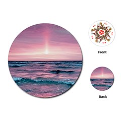 Sunset Ocean Beach Catcher Dream Evening Night Sunset Playing Cards Single Design (round) by Cemarart