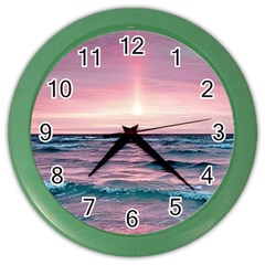 Sunset Ocean Beach Catcher Dream Evening Night Sunset Color Wall Clock by Cemarart