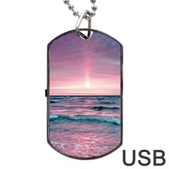 Sunset Ocean Beach Catcher Dream Evening Night Sunset Dog Tag Usb Flash (two Sides) by Cemarart