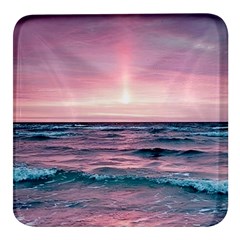 Sunset Ocean Beach Catcher Dream Evening Night Sunset Square Glass Fridge Magnet (4 Pack) by Cemarart