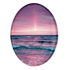 Sunset Ocean Beach Catcher Dream Evening Night Sunset Oval Glass Fridge Magnet (4 Pack) by Cemarart