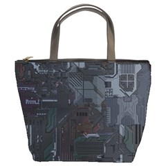 Abstract Tech Computer Motherboard Technology Bucket Bag by Cemarart